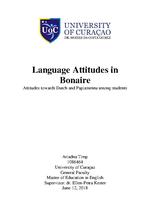 Language attitudes in Bonaire : attitudes towards Dutch and Papiamentu among students
